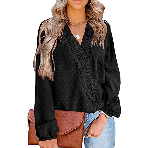 Capabes Damen Frühling Sommer Jacquard Top bequem und vielseitig täglich lässig im europäischen und amerikanischen Stil Langarm einfacher einfarbiger Pullover XXL Cover