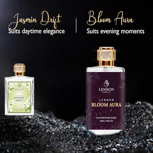 Image of Jasmine Drift & Bloom Aura Eau De Parfum Gift Set for Men & Women | Long Lasting Floral & Woody Fragrance | Premium Luxury Perfume Combo | Ideal for Gifting | 50 ml x 2
