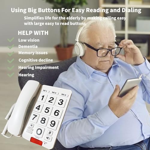 ELECDON-Large-Key-Wired-Telephone-Wired-landline-Phone-Senior-Friendly-Phone-with-Large-Buttons-Visually-and-Hearing-impaired-Senior-Phone-Home-Corded-Telephone
