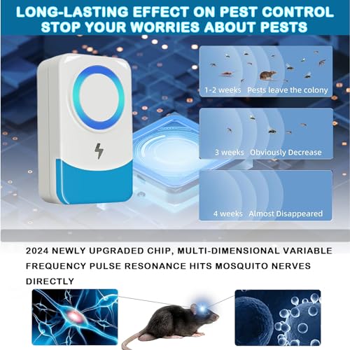 Ultraschall Schädlingsbekämpfer, 4 Stück Mäuseabwehr Mäusevertreiber Ultraschall & Elektronische Insektenschutzmittel, Pest Control Repeller für Mäuse Ratten Mücken Kakerlaken Spinnen Fliegen