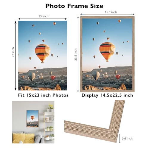 Image of JCJMY Rustic Brown 15x23 Picture Frame for Poster Photo, Horizontal and Vertical Formats, Wall Hanging, 15 x 23 Wall Gallery Poster Photo Frame