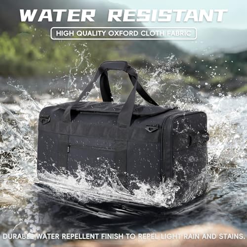 Duffle Backpack Heavy Duty Gym Bag for Men, 50L Convertible Travel Duffel Water Resistant Large Hand Bag for Sport Weekend, Black2