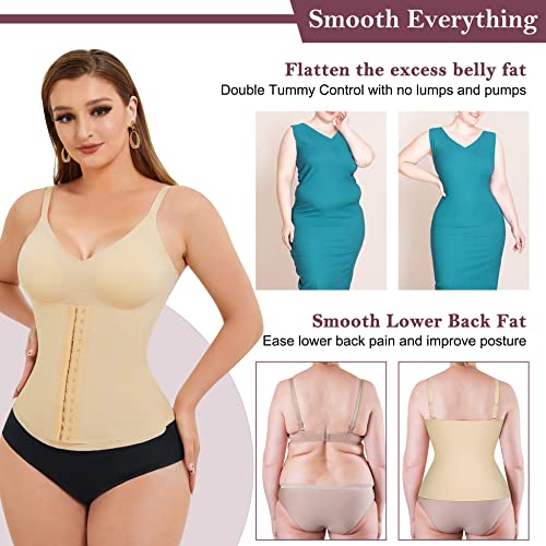Rdsiane Body Slimming Tank Top For Women V-Neck Cami Shaper Waist Trainer Shapewear Top Built In Bra Tummy Control #TOP4