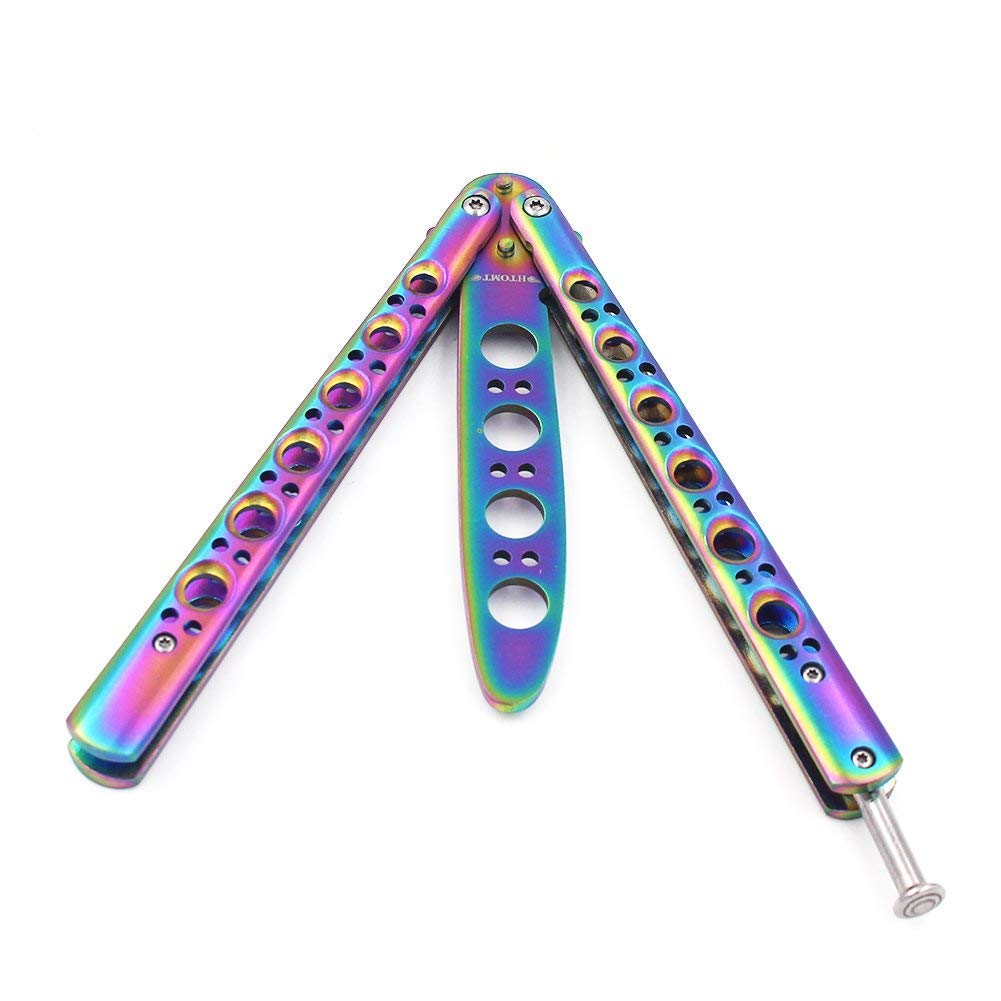 Buy MCH Butterfly Knife Trainer and Comb Knife Training, Rainbow Metal Practice Balisong Steel