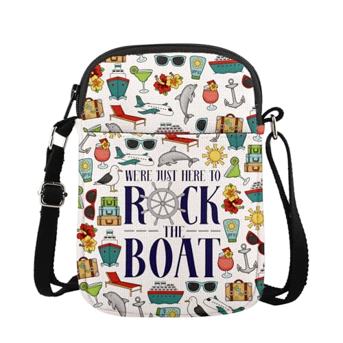 MAOFAED Matching Group Cruise Crossbody Bag, Boat Vocation Gift, We're Just Here to Rock The Boat, Cruising Gift(rockTheBoat)