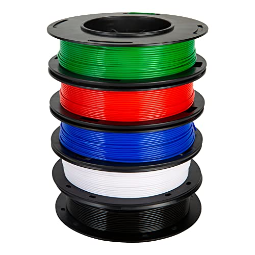PLA Filament 1.75mm, TINMORRY Filament 1.75 PLA für 3D Drucker, Combipack 250g x 5 Spulen, Schwarz+Weiß+Rot+Dunkelblau+Dunkelgrün Cover