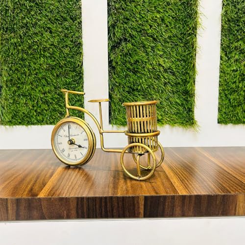 Image of Metal Decorative Multipurpose Cycle with Clock Antique Metal Decorative Modern Home Decorations for Home Office