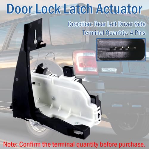 Image of Rear Left Driver Side Power Door Lock Actuator, Door Latch Compatible with Ford Escape 2008-2012, Mercury Mariner 2008-2011, Replaces 937-652 9L8Z-7826413-A BL8Z-7826413-A