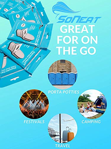 50 Disposable XL Toilet Seat Covers (5 Resealable Packs of 10) Travel Essential, Convenient, Flushable, Biodegradable, Used by Kids and Adults During Travel, Potty Training and Many More
