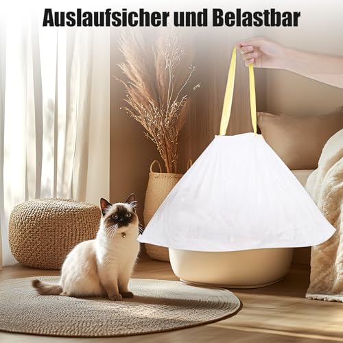 20 Stück Katzentoilettenbeutel, Katzenklo Beutel mit Zugband, Cats Katzenstreu Hygienebeutel, Katzenstreu Klumpstreu Mülltüten für katzenmatte Katzenklo M, Reißfest Langlebig