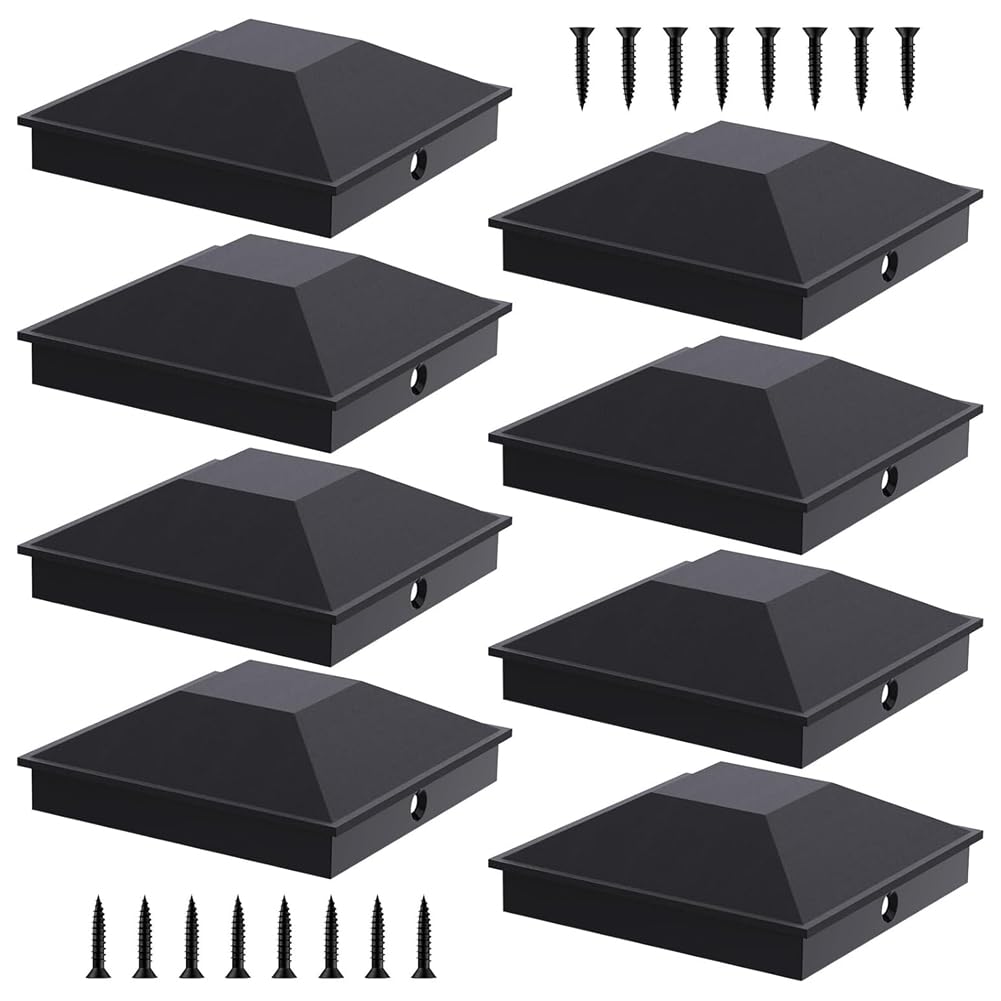 Aundhegrtt Deck Post Caps 5 Inch 8PCS Fence Post Caps with 16 Screws and Easy Installation Waterproof Sturdy Protection Wood Post