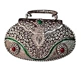 german silver stone work handmade hand bag/evening bags/purse for women goes with any attire.