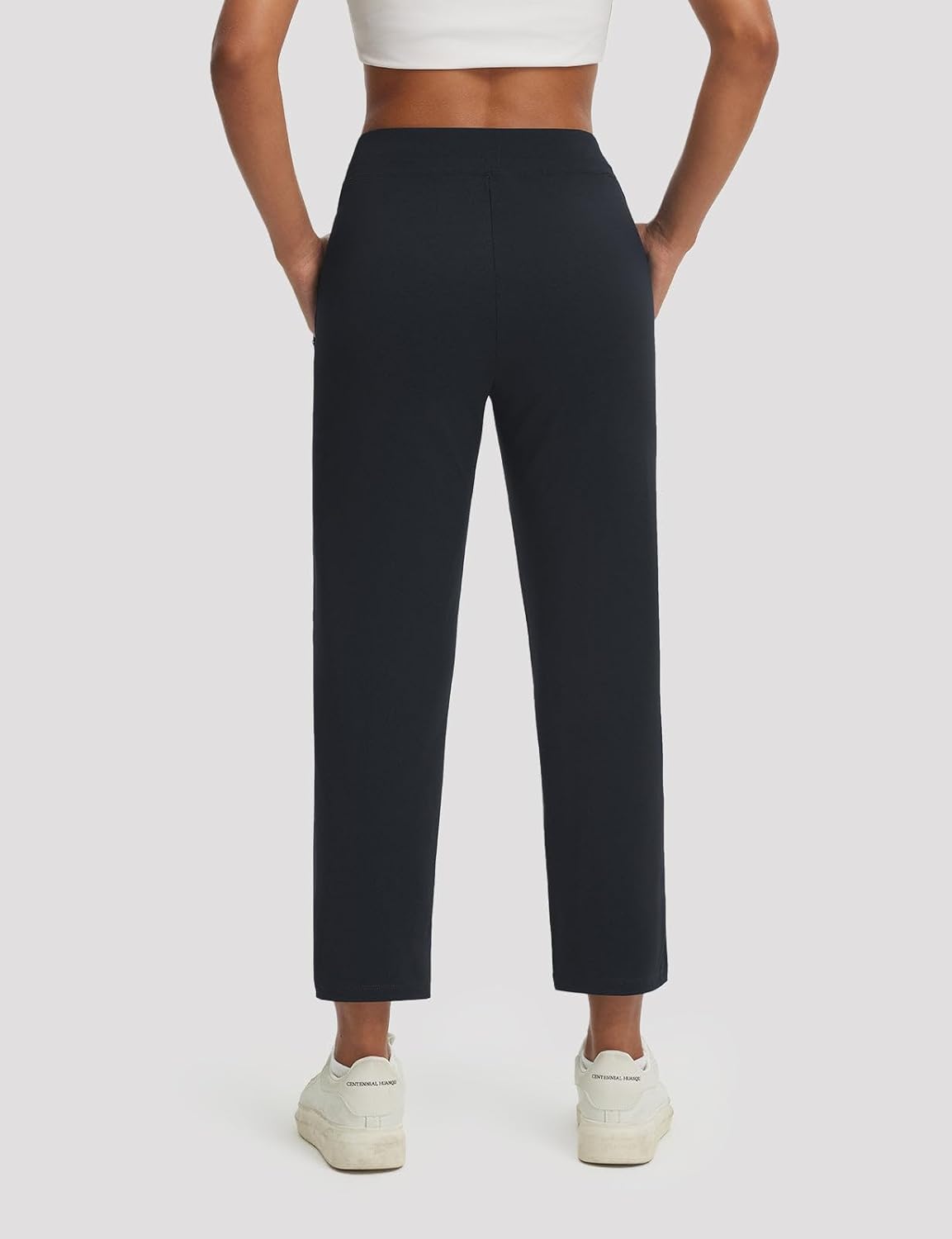 baleaf Womens 25" Petite Pants High Waisted Athletic Pant with Zipper Pockets Travel Golf Work Casual - Image 2