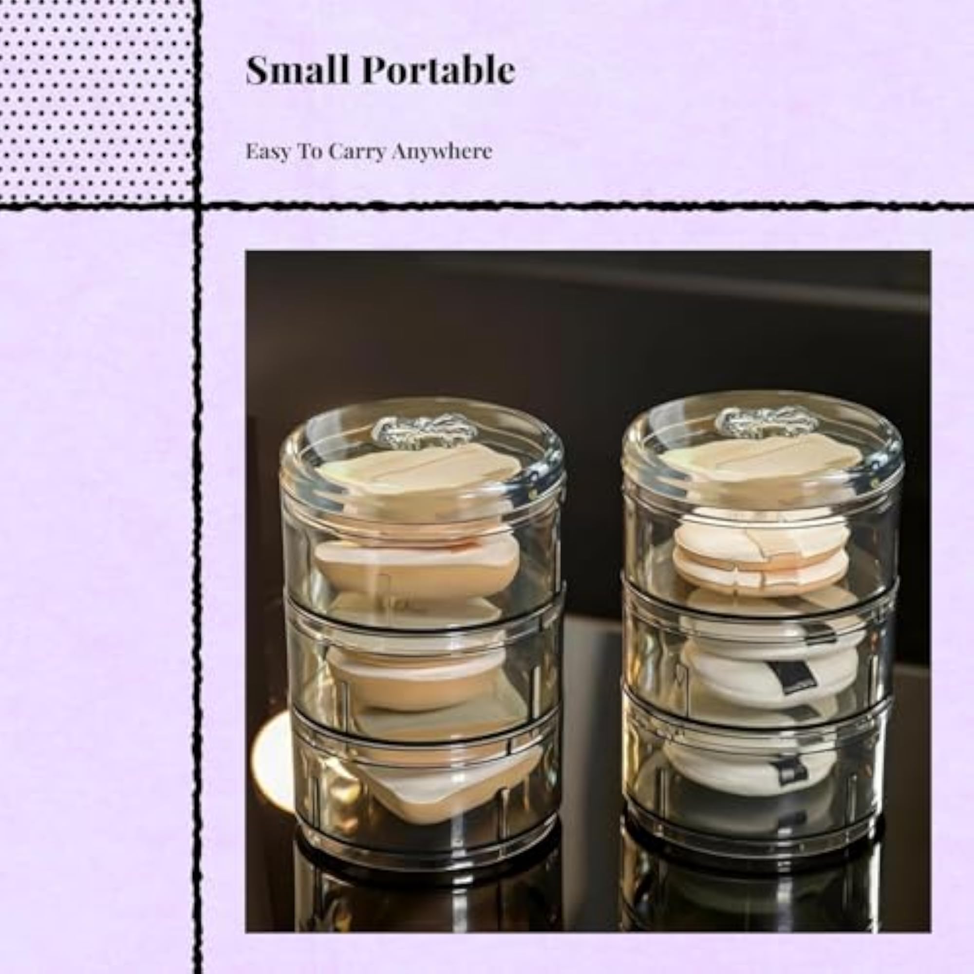 Clear Makeup Sponge Organizer, 360° Rotating Storage Box