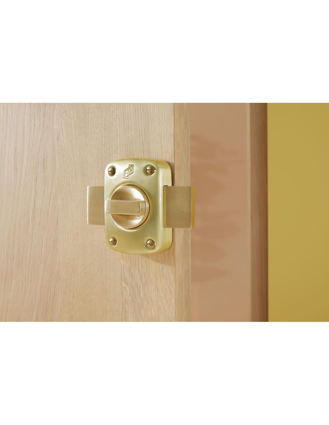 FTH - Verrou de Porte M60 à Bouton - Cylindre 45 mm - Coffre et Pêne Laiton Massif Poli - 3 Clés Crantées - Sécurité Domestique - Ø 60 x 90 mm - Jaune/Doré | verrou à bouton et cylindre, cylindre 45 mm, acier, finition laitonnée, 3 clés, porte d'entrée, f