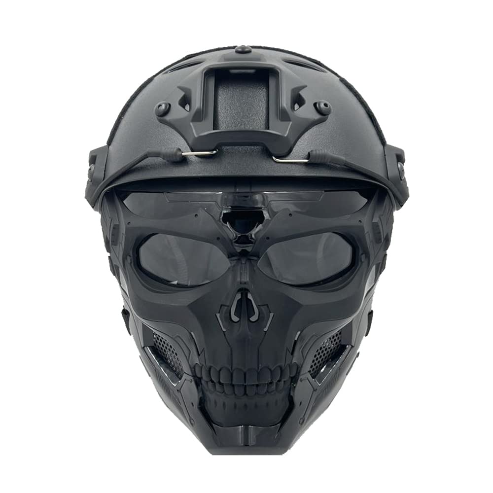 Casque de Protection Tactique PJ avec Masque de Crâne Réglable pour Paintball CS