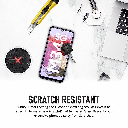 Image of SupCares Tempered Glass for Samsung Galaxy M34 and Samsung Galaxy A24 4G (6.5 Inch) With Installation Kit | Military-Grade Gorilla Screen Protector | Edge to Edge Coverage | Black