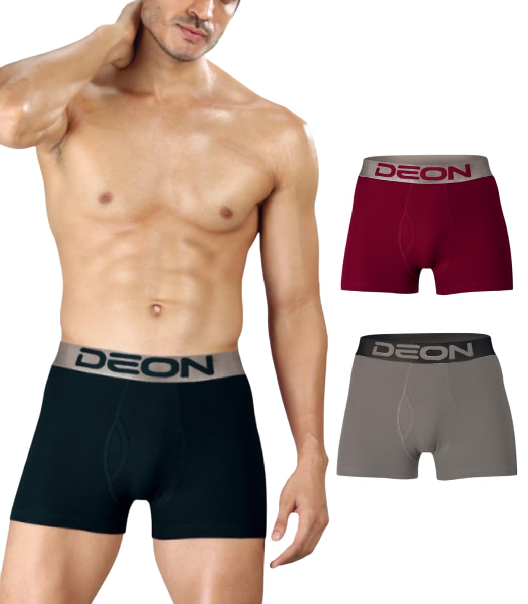 deon Pack of 3 Cotton Lycra Plain Ultra Trunk for Men | Non Itch No Chaffing Sweat Proof-picture-31