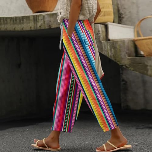 Linen Pants for Women Vacation Drawstring Casual Work Pants Solid Summer Trousers Lounge Fashion with Pockets Outfit2