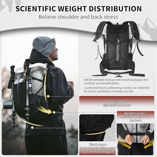 Naturehike Hiking Backpack, 30+5L Travel Backpack with Macromolecule Fabric, Hiking Daypack with AIR Backpack System for - Additional View
