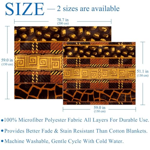 Couverture ethnique africaine 150x130 en microfibre pour lit et canapé - 4