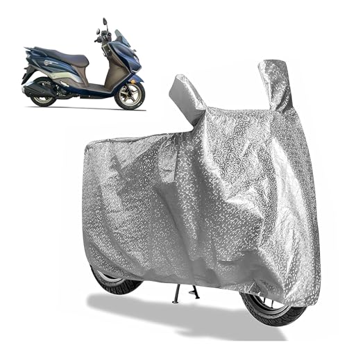Image of Sulfar Bike Cover for Suzuki Burgman Street (2026 Updated) (Premium Scooter) | Waterproof, Dustproof & UV Protected | All Weather Two Wheeler Cover (Silver) New 2026 Variants