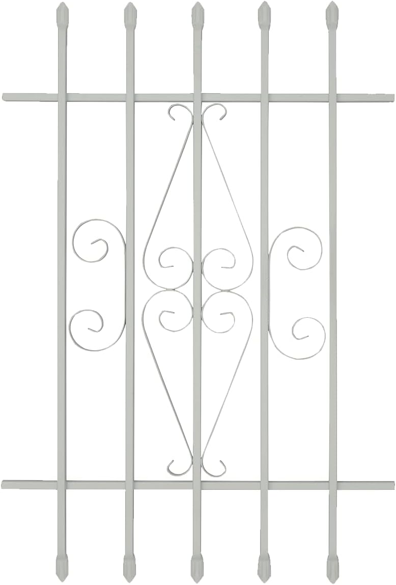Grisham Spear Point Heavy-Duty Window Bars (White, 24"X36") Window Safety Guards for Childen, Outdoor Prevent Burglary Window Security Bars