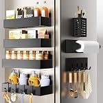 Magnetic Spice Rack for Refrigerator Black, 7 Pack