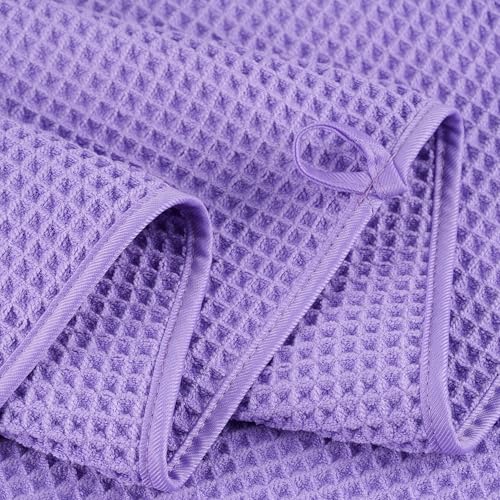 Image of POLYTE 430 GSM Microfiber Oversize Quick Dry Lint Free Bath Towel, 60 x 30 in, 4 Pack (Waffle Weave)