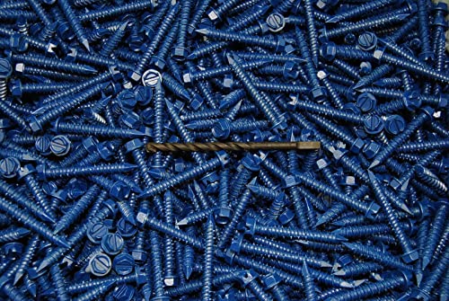 (200 pcs) Hex Washer Head 1/4 x 1-3/4 Concrete Masonry Screws Tapcon Anchor & Bit