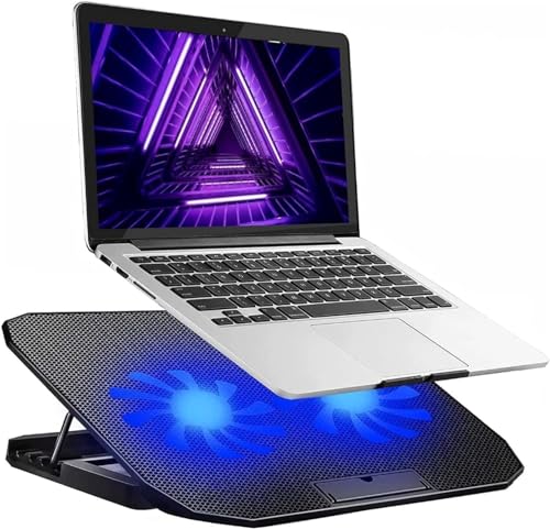 Image of Dyazo Dual Fan Laptop Cooling pad | Laptop Cooler | Laptop Stand with Fan | 4 Height Adjustment Compatible for MacBook Air Pro, HP, Lenovo, Dell & Other Notebooks up to 15.6 Inch (Black)