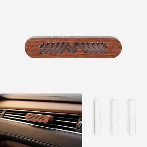 Fancyspace Car Air Freshener – Magnetic Wooden Vent Clip with 3 Refill Pads, 30-Day Long Lasting, Natural Sapele Wood, Premium Scents by DSM-Firmenich (Cashmere Cedar)