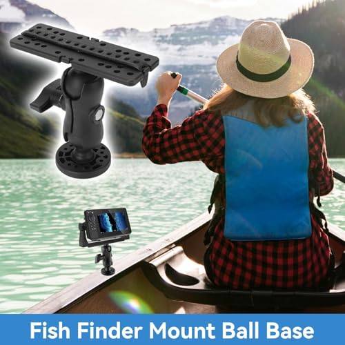 Image of HERCHR Fish Finder Mount Base, Universal 360 Degree Rotation Ball Mount Fish Finder Holder Canoe Kayak Fishing Accessories for Marine Boat Kayak Canoe, default