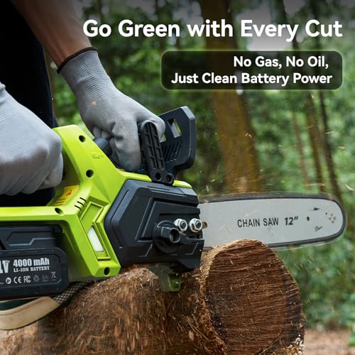 Supstable 12 Inch Cordless Chainsaw with 2×4000mAh Batteries, Brushless Motor, Lightweight Electric Chain Saws with Auto Oiling, Tool-Free Tensioning, Ideal for Garden Wood Cutting & Seniors Use 6 Supstable 12 Inch Cordless Chainsaw with 2×4000mAh Batteries, Brushless Motor, Lightweight Electric Chain Saws with Auto Oiling, Tool-Free Tensioning, Ideal for Garden Wood Cutting & Seniors Use - Image 6