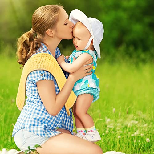 Hicarer 6 Pieces Large 20 X 10 Inch Muslin Burp Cloths Multi-Colors Muslin Washcloths Baby Burping Cloth Diapers 6 Absorbent Layers Muslin Face Towels For Baby Series #TOP5