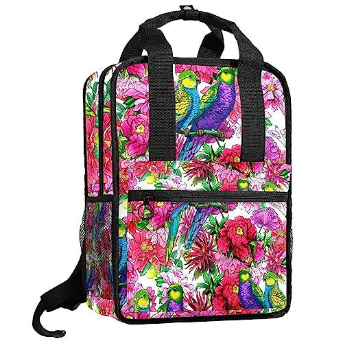 Sac à dos perroquets et fleurs pour garçon parfait pour l'école et les sorties