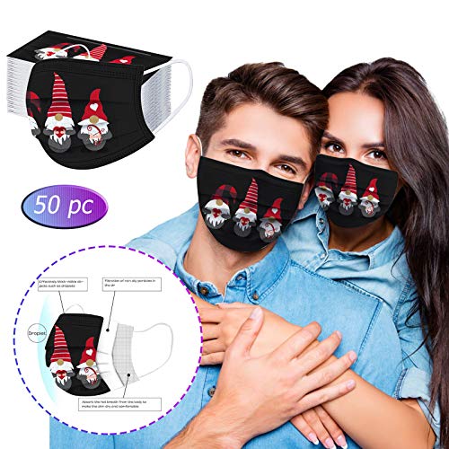 ZQP 50PCS Valentine Theme Printed Disposable_Face Bandanas for Adult,3-ply Face Decoration Covering for Outdoor,Comfortable - Image 3
