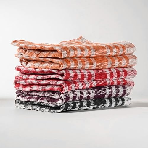Image of Urbane Home Pack of 6 Cotton Kitchen Cloth /Napkins | Fridge, Table, Kitchen Platform Cleaning & Roti Napkins | 16x26 Inch | Multicolor