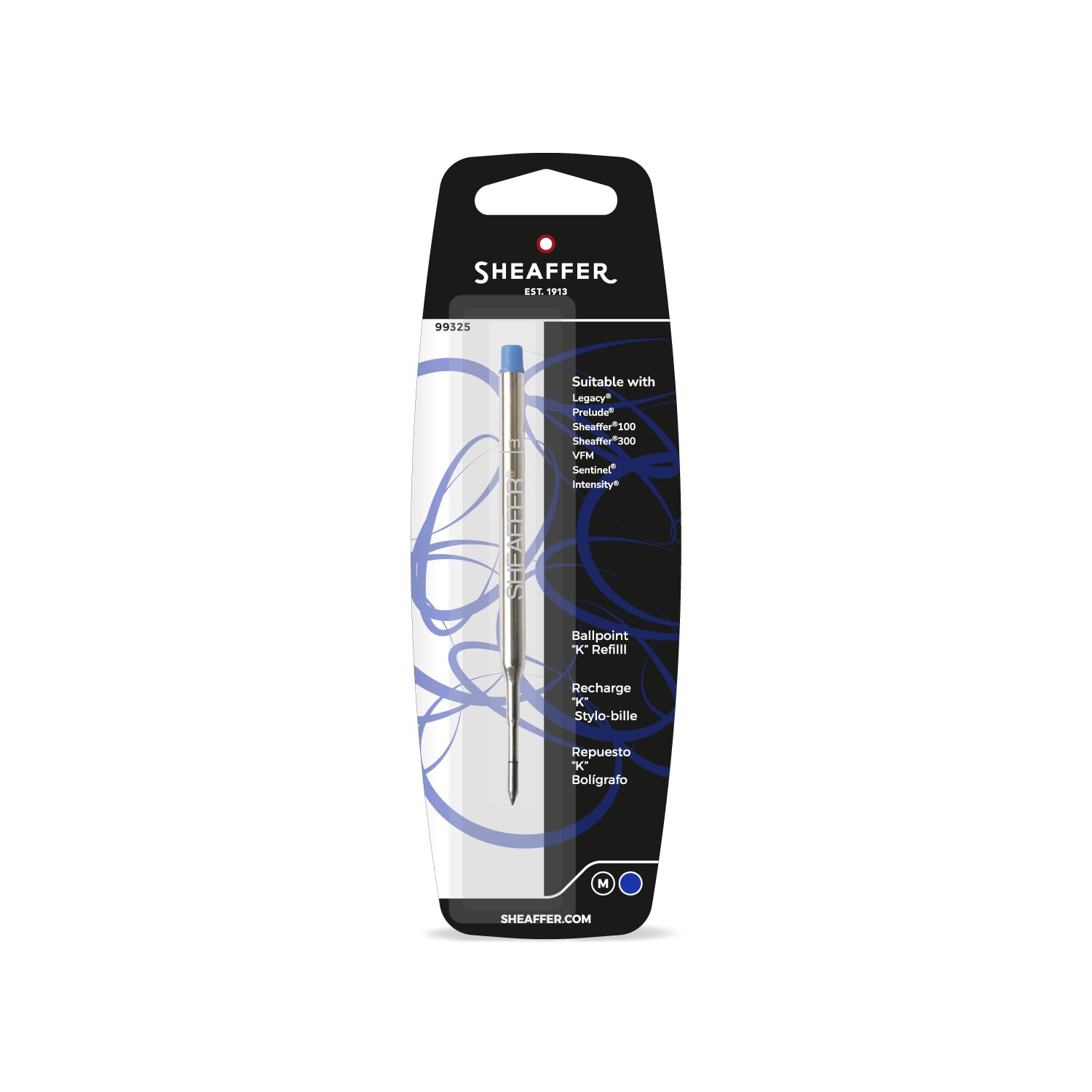 Sheaffer Ballpoint Refill K Style - Blue Medium | Compatible with VFM, Sentinel, SH100, SH300, Reminder, SAGARIS, ICON Bal...