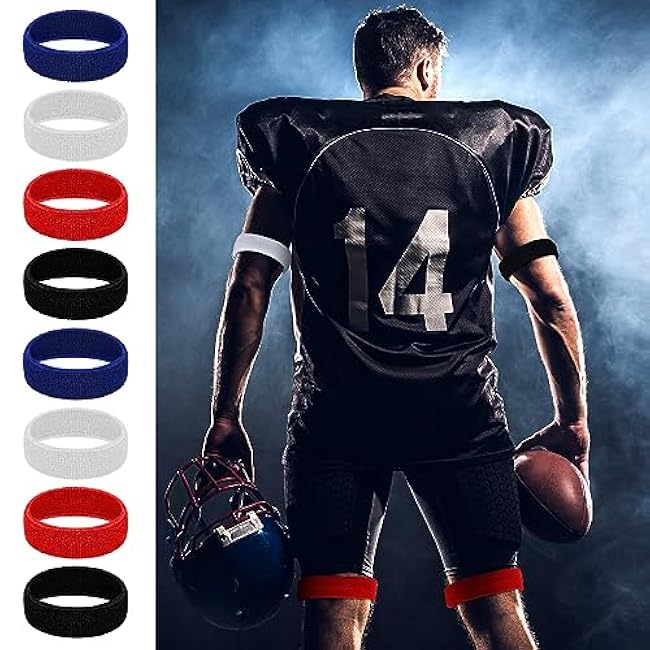 Suhine 48 Pcs 1 Inch Soft Bicep Bands for Football Sweat Wicking Football Arm Leg Bands Multicolor Drip Bicep Band Dry Comfortable Sweatband Armband for Men Football Running Soccer Baseball Activities