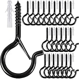 Etoolia 24 Pcs Q Hanger Hooks with Safety Buckle, Ceiling Hooks for Hanging Plants, Screw Hooks for