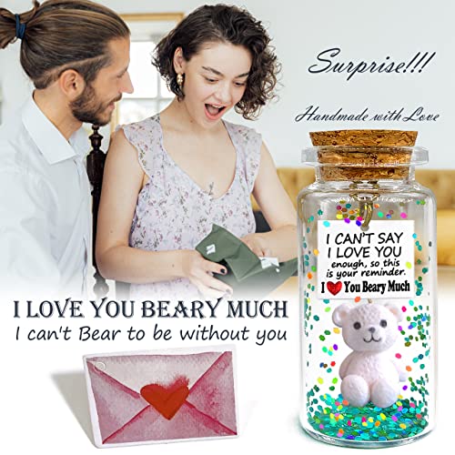 I Beary Love You Cute Teddy Bear Gift, Romantic Message In Bottle Present, Anniversary Decorative Wish Jar Valentines Birthday Christmas Gifts Decorations For Boyfriend Husband Him Her Wife Girlfriend #TOP7