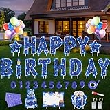 Rtshuok 18 Pcs Happy Birthday Yard Sign with 32.8 ft Led Light, 16” Large Size...
