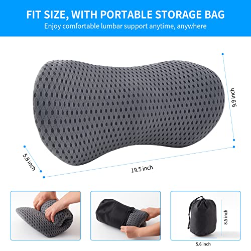 Lumbar Pillow, Memory Foam Lumbar Support Pillow for Office Chair and Car Seat, Back Support Pillow for Lower Back Pain Relief, Support Cushion Back Pillow for Sleeping, Driving, Resting