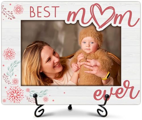 SIXEIGHT Best Mom Ever Photo Frame Mom Picture Frame from Daughter Son Wooden Photo Frames with