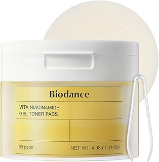 BIODANCE Vita Niacinamide Gel Toner Pads, Dark Spot Corrector, Evening Skin Tone, Gentle Exfoliating Toner Pads with Vitamin C, Pre-Soaked Pads, Korean Skin Careㅣ4.93 fl.oz.(140g)*60Pads