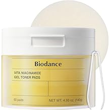 Biodance Vita Niacinamide Gel Toner Pads, Dark Spot Corrector, Evening Skin Tone, Gentle Exfoliating Toner Pads with Vitamin C, Korean Skin Care, Valentines Day Gifts for Herㅣ4.93 fl.oz.(140g)*60Pads