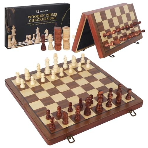 Scacchiera in Legno di Noce 2 in 1 39x39 cm,