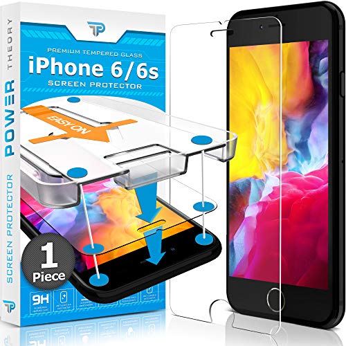 Power Theory Panzerglas kompatibel mit iPhone 6s/iPhone 6 - Schutzfolie mit Schablone, Panzerglasfolie, Panzerfolie, Glas Folie, Displayschutzfolie, Schutzglas
