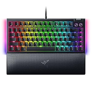 Razer Teclado mecánico BlackWidow V4 75% para juegos: diseño intercambiable en caliente, compacto y duradero, interruptores táctiles naranjas, Chroma RGB, rodillo MF y teclas multimedia, cómodo